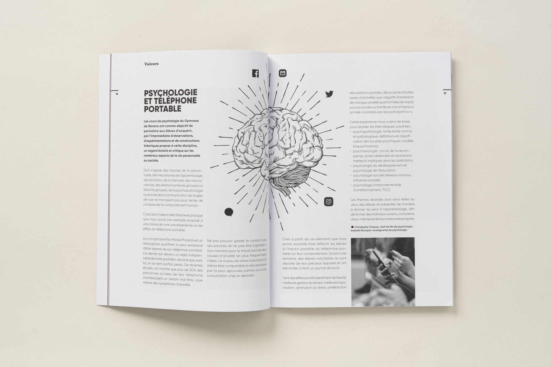 articles et illustrations sur mesure pour la brochure du Gymnase de Renens
